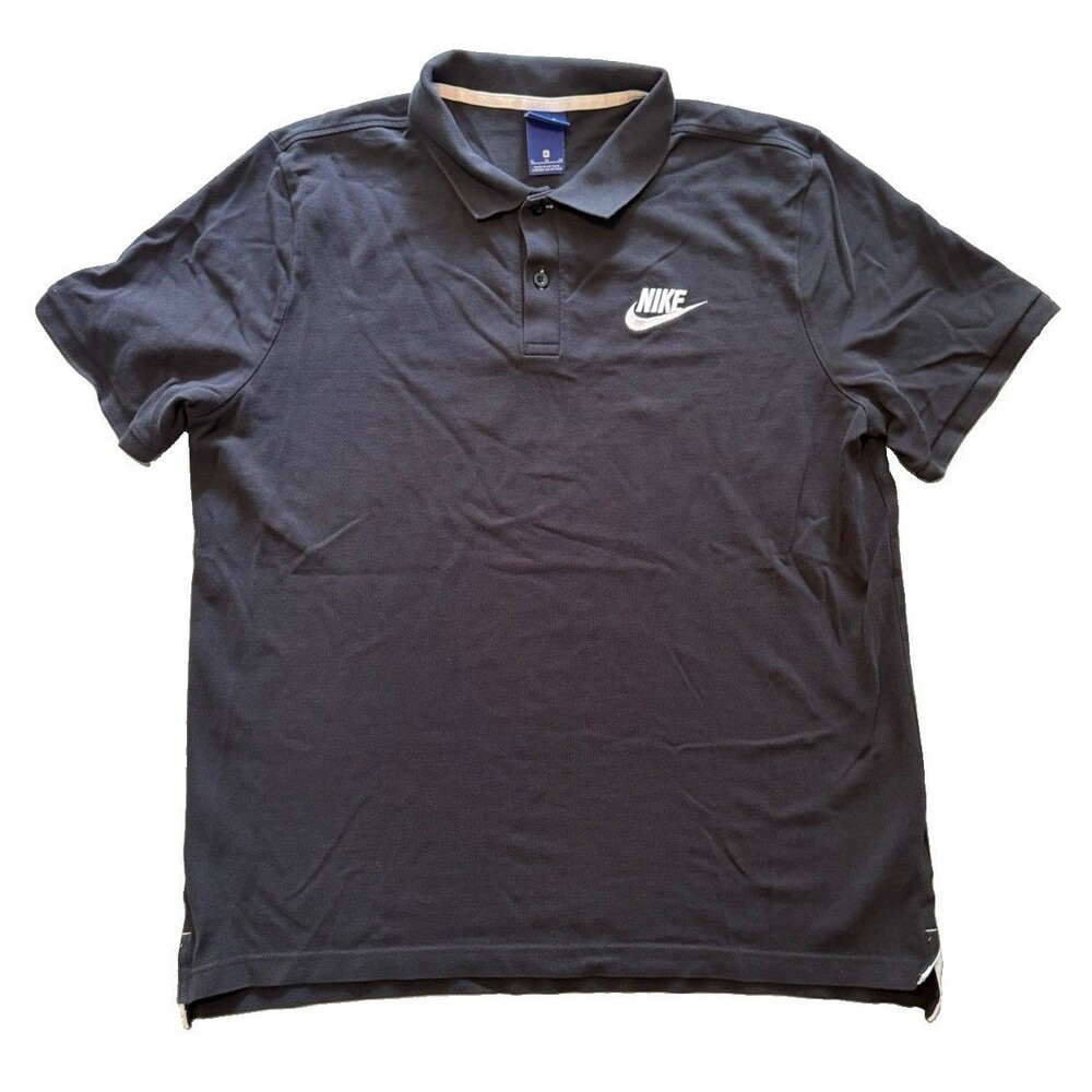 Nike Men's Sportswear Pique Polo Shirt, Size L, Black Short Sleeve 100% Cotton